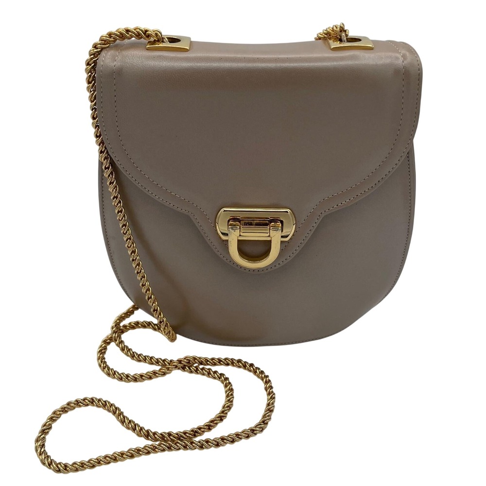 Frenchy of California Vintage Taupe‎ Leather Shoulder Bag Gold Chain Made in USA